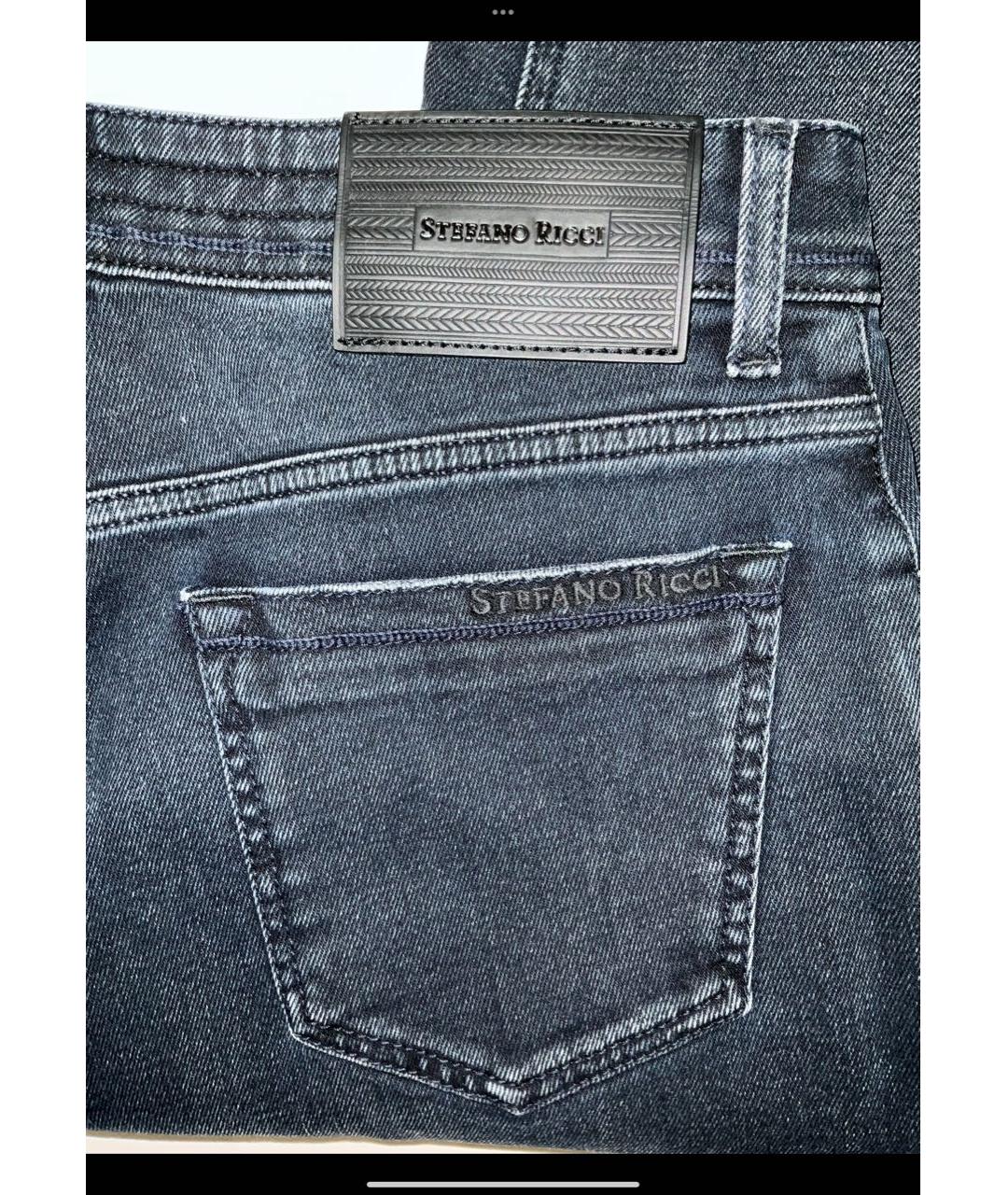 STEFANO RICCI Темно-синие хлопко-эластановые джинсы скинни, фото 4
