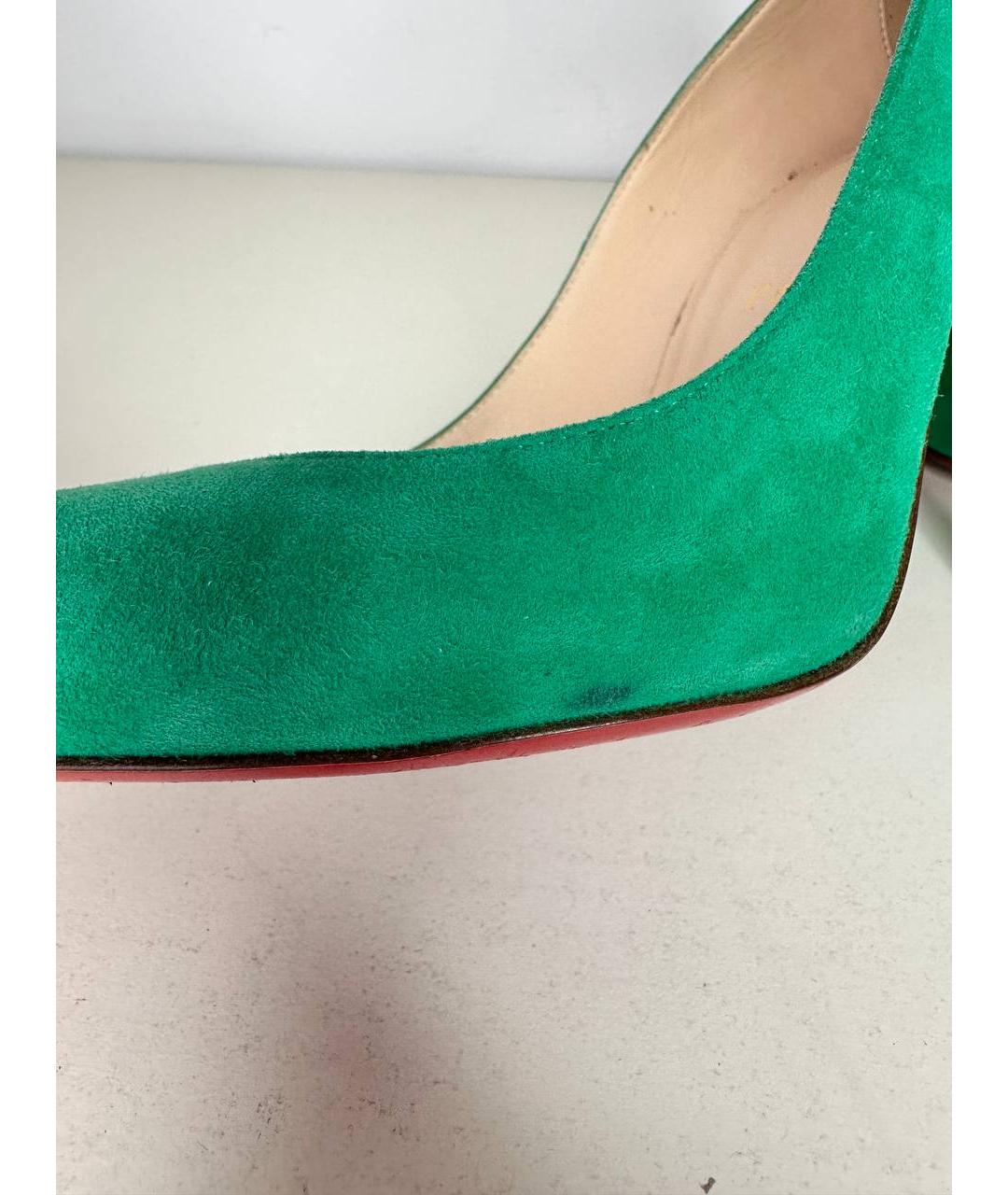 CHRISTIAN LOUBOUTIN Зеленые замшевые туфли, фото 6