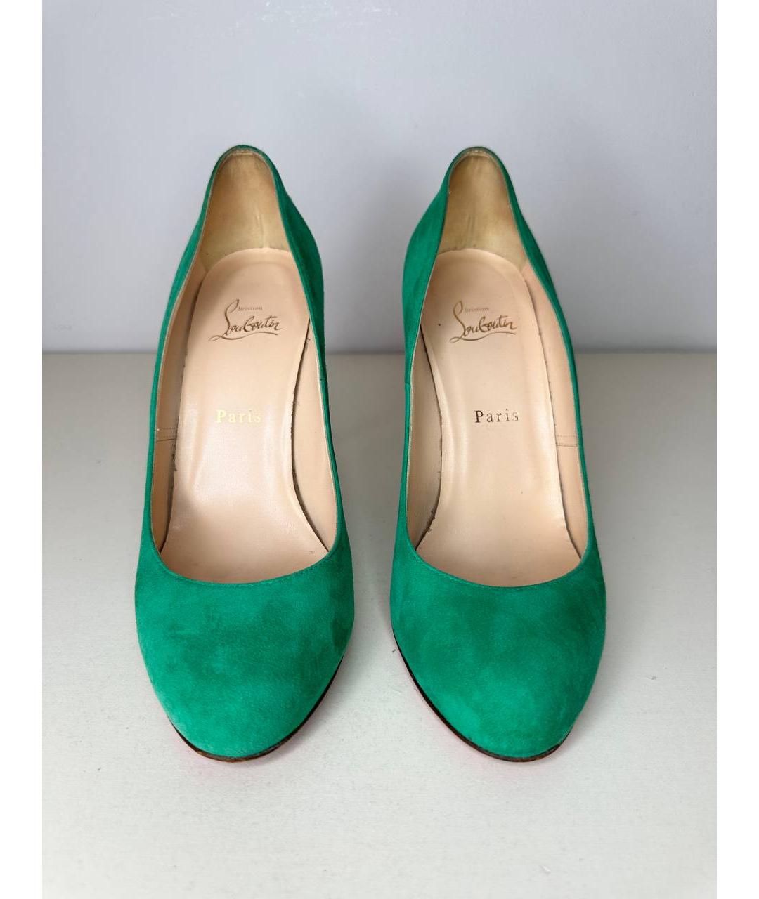 CHRISTIAN LOUBOUTIN Зеленые замшевые туфли, фото 2
