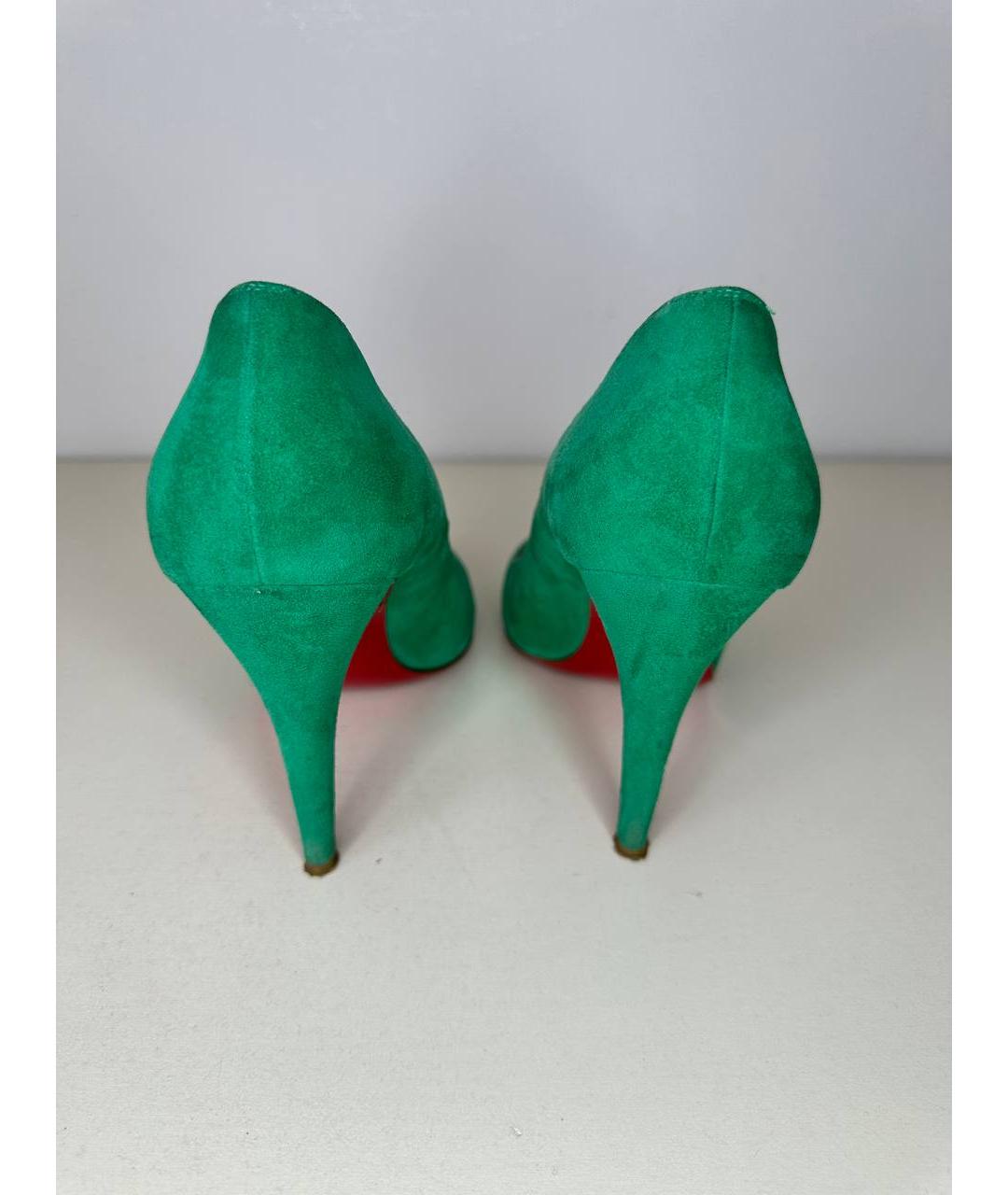 CHRISTIAN LOUBOUTIN Зеленые замшевые туфли, фото 4