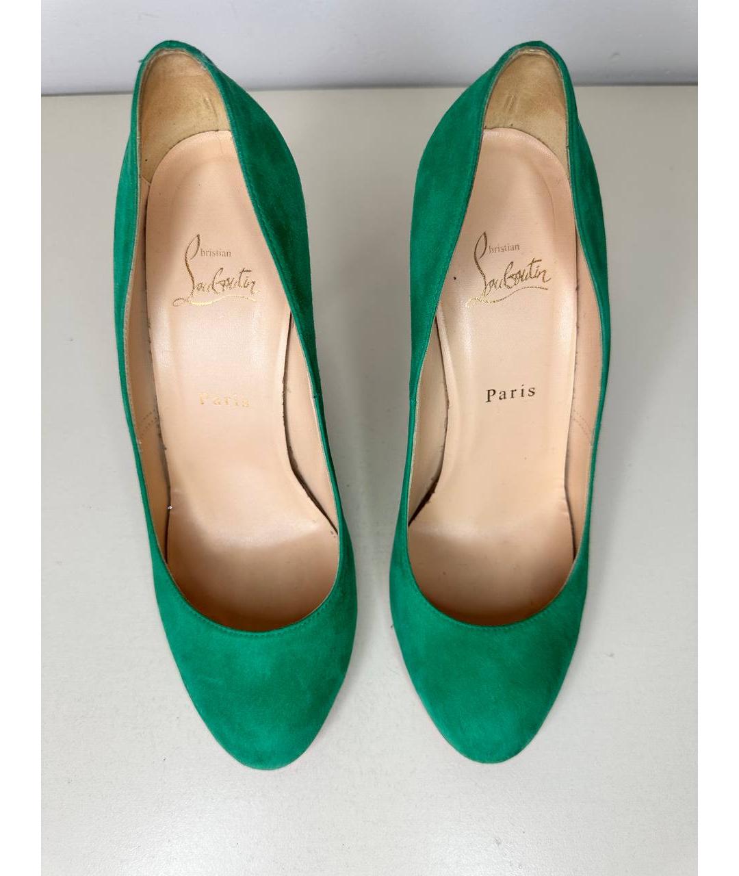 CHRISTIAN LOUBOUTIN Зеленые замшевые туфли, фото 3