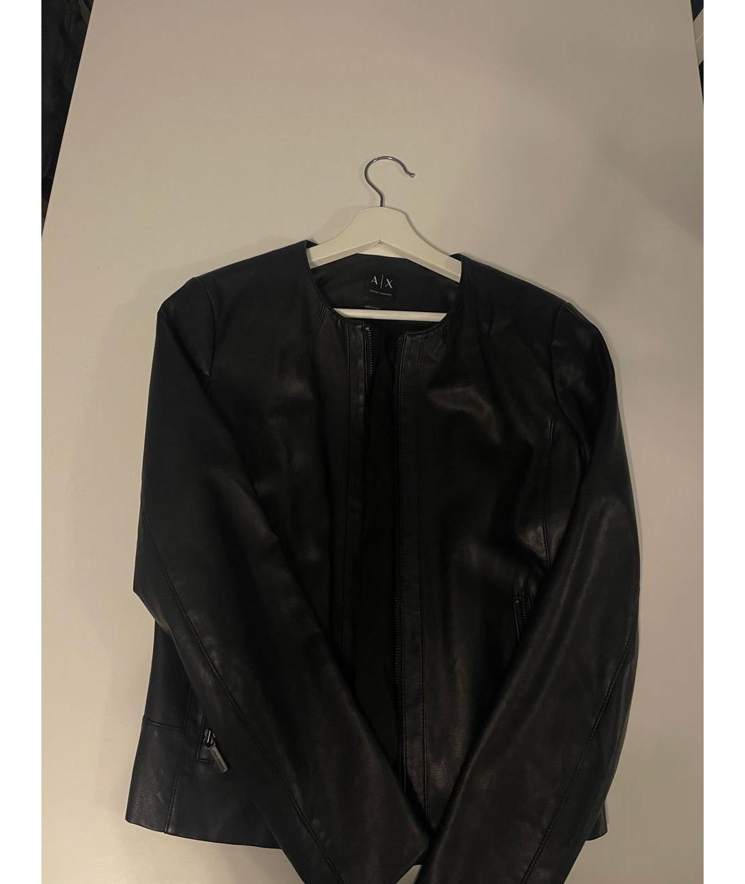 ARMANI EXCHANGE Черная кожаная куртка, фото 3