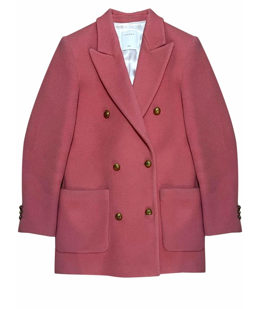 SANDRO Розовое шерстяное пальто, фото 1