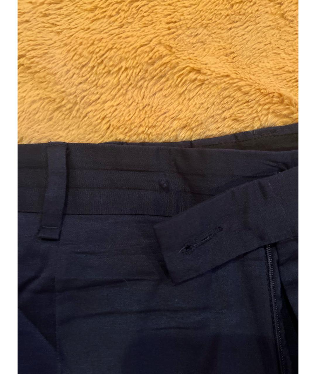 DOLCE&GABBANA Темно-синие шерстяные классические брюки, фото 5