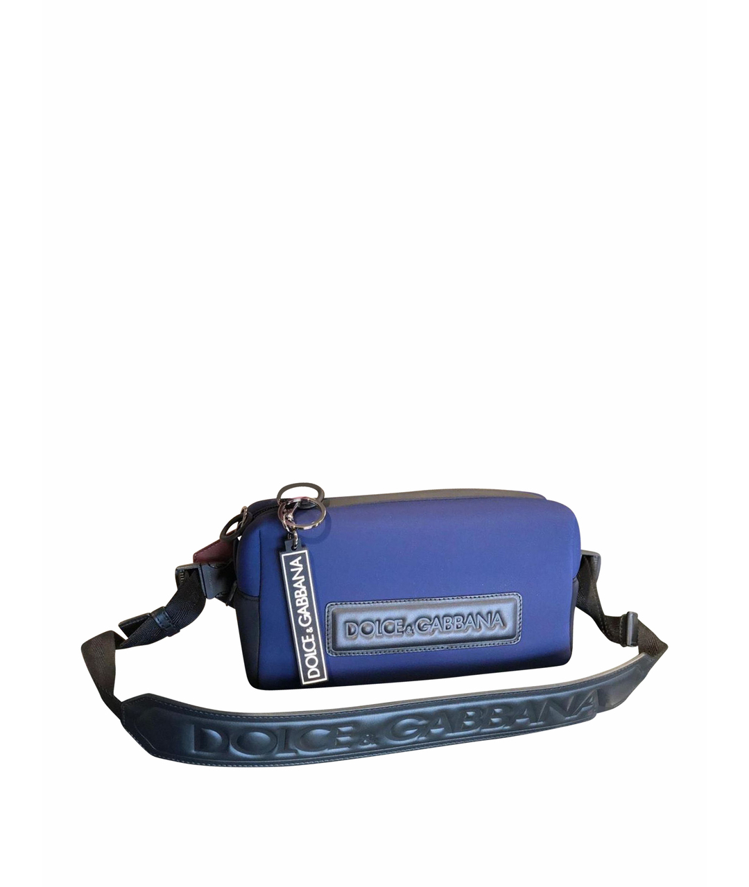 DOLCE&GABBANA Темно-синяя тканевая сумка на плечо, фото 1