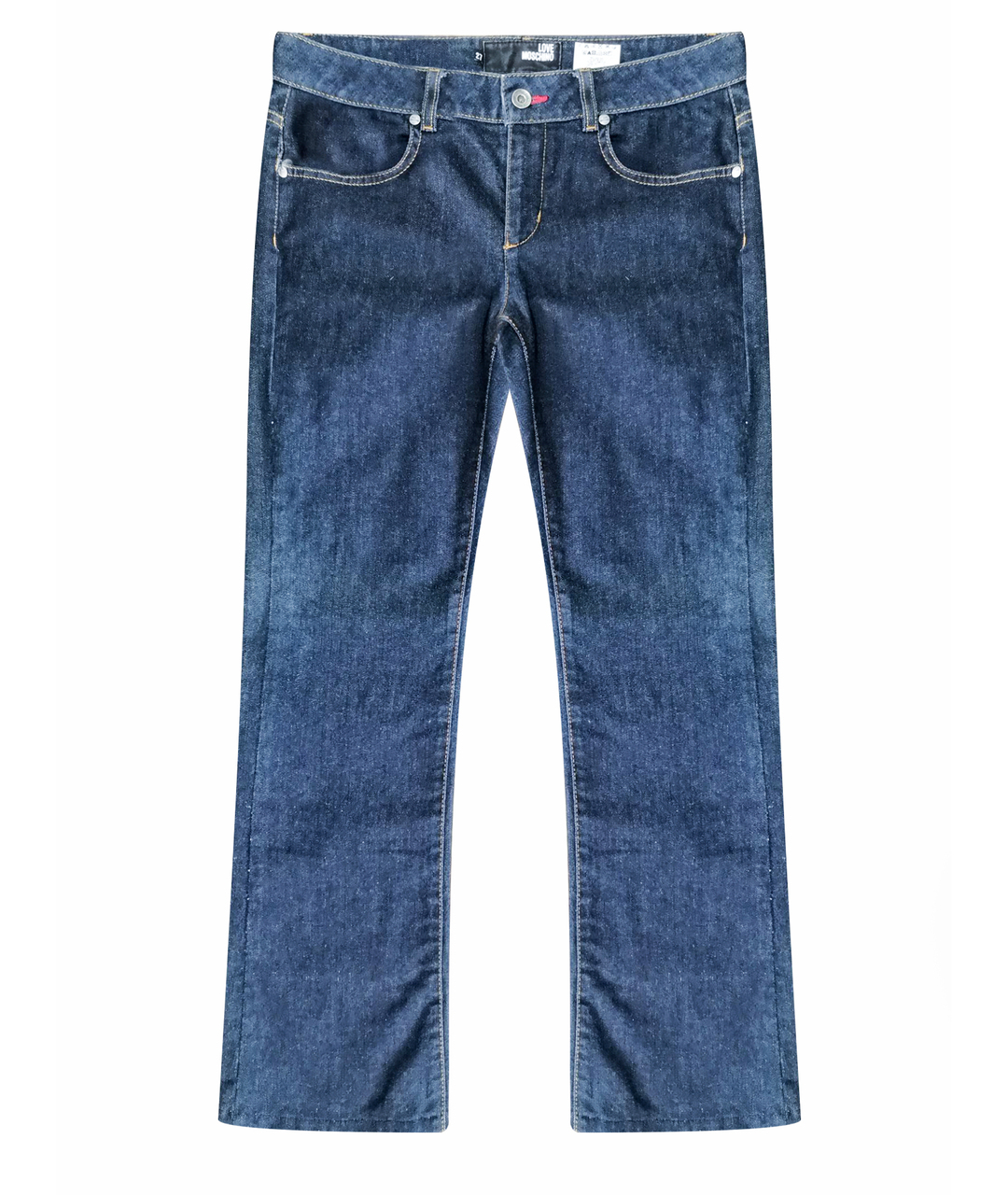 LOVE MOSCHINO Темно-синие хлопко-эластановые джинсы клеш, фото 1