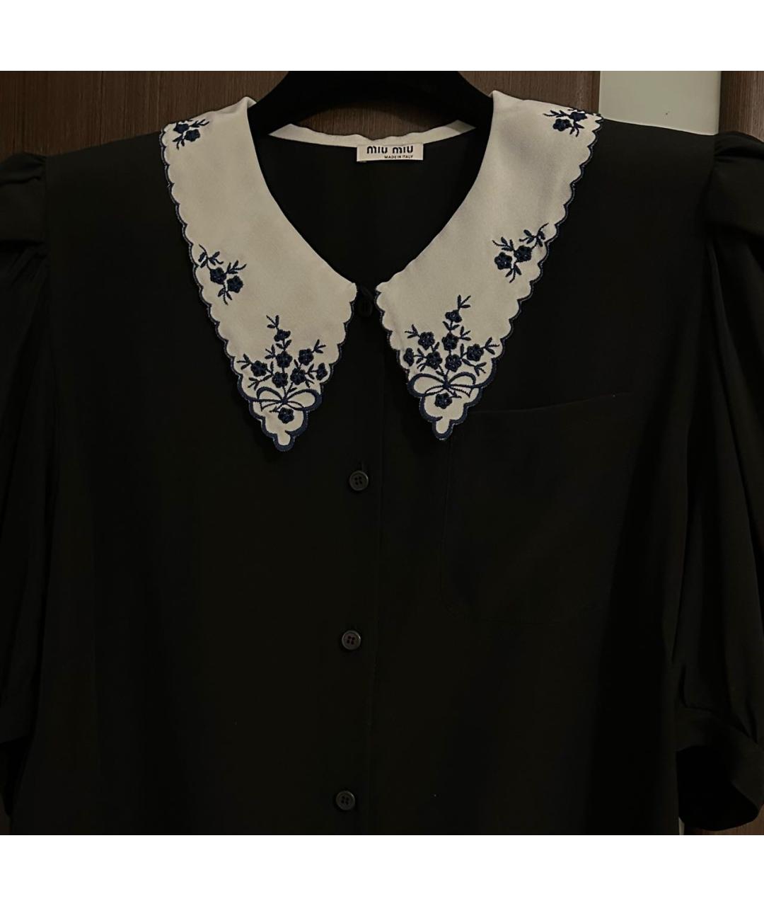 MIU MIU Черная шелковая блузы, фото 3