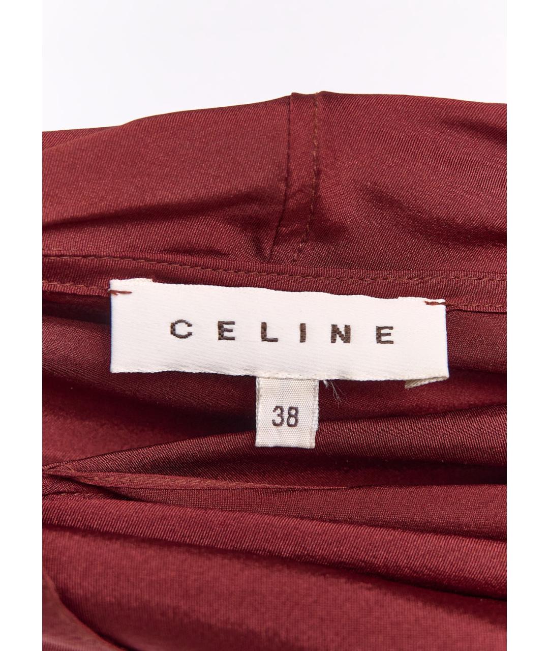 CELINE Бордовая шелковая блузы, фото 3