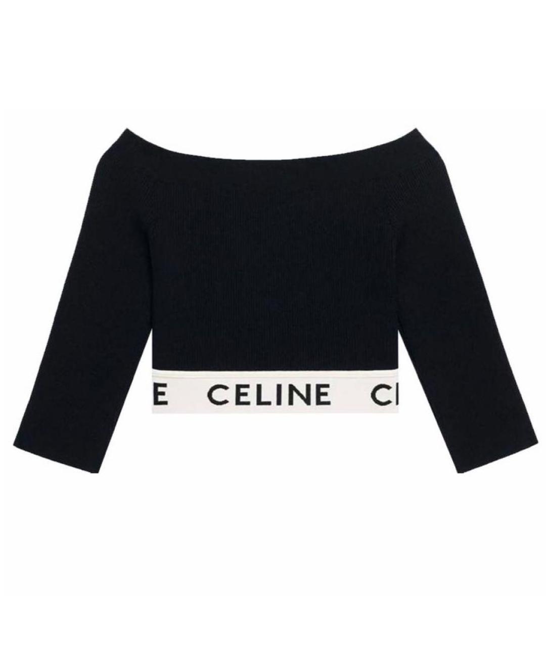 CELINE PRE-OWNED Черная хлопко-эластановая футболка, фото 1