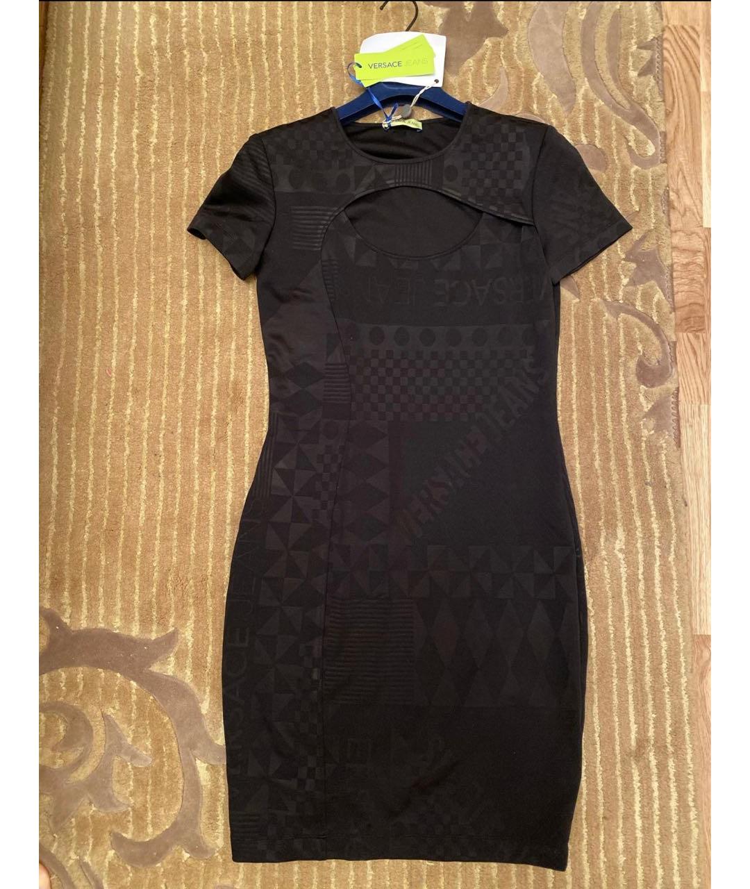 VERSACE JEANS COUTURE Черное вискозное коктейльное платье, фото 3