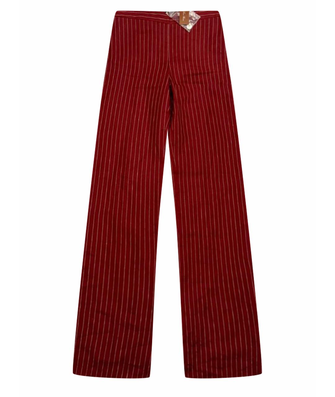 LORO PIANA Красные льняные прямые брюки, фото 1