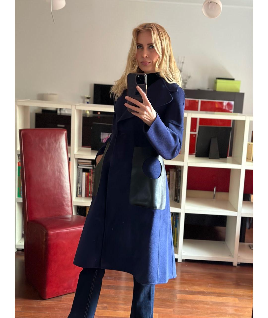 SPORTMAX Синее шерстяное пальто, фото 6