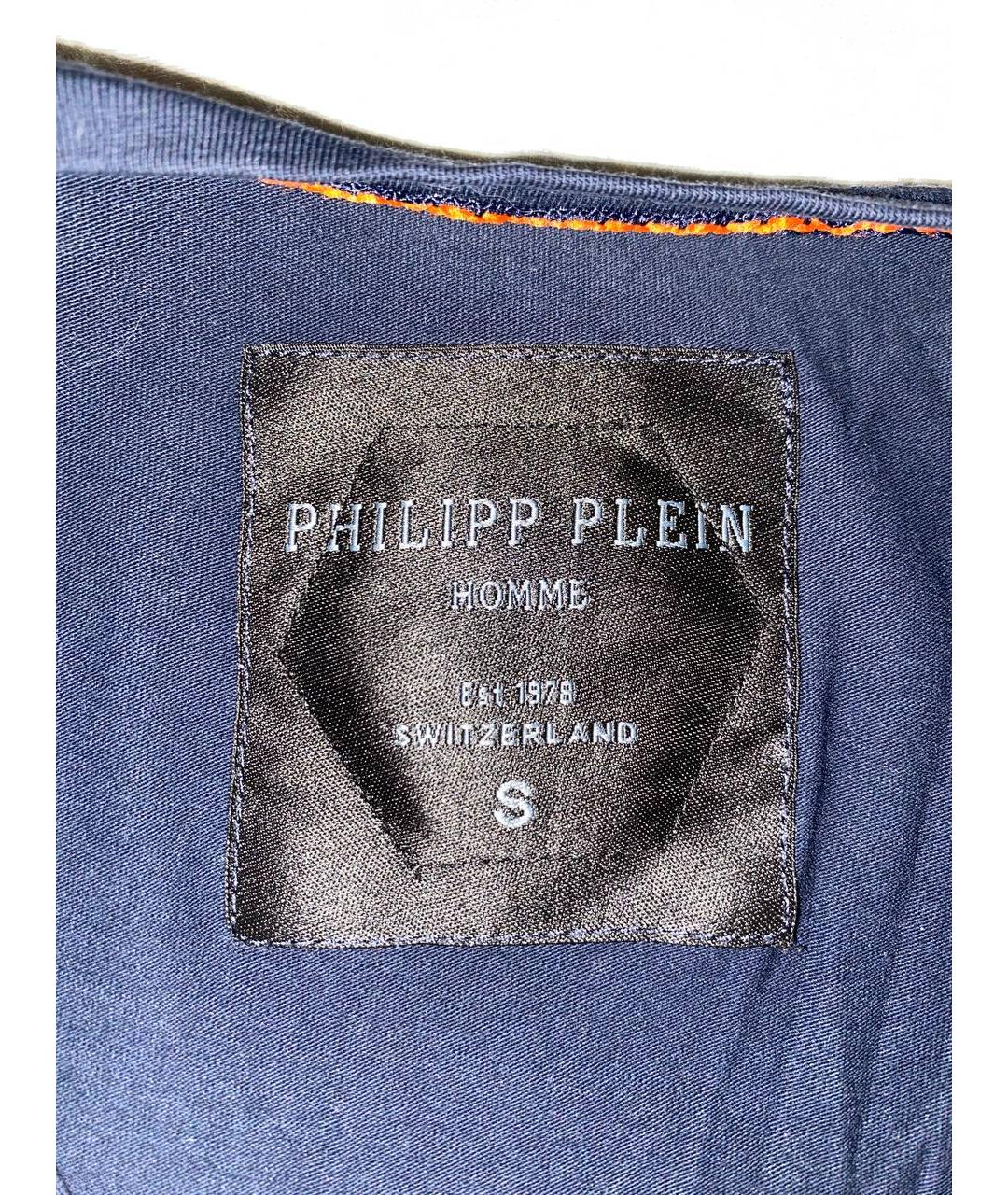 PHILIPP PLEIN Темно-синяя хлопковая футболка, фото 2