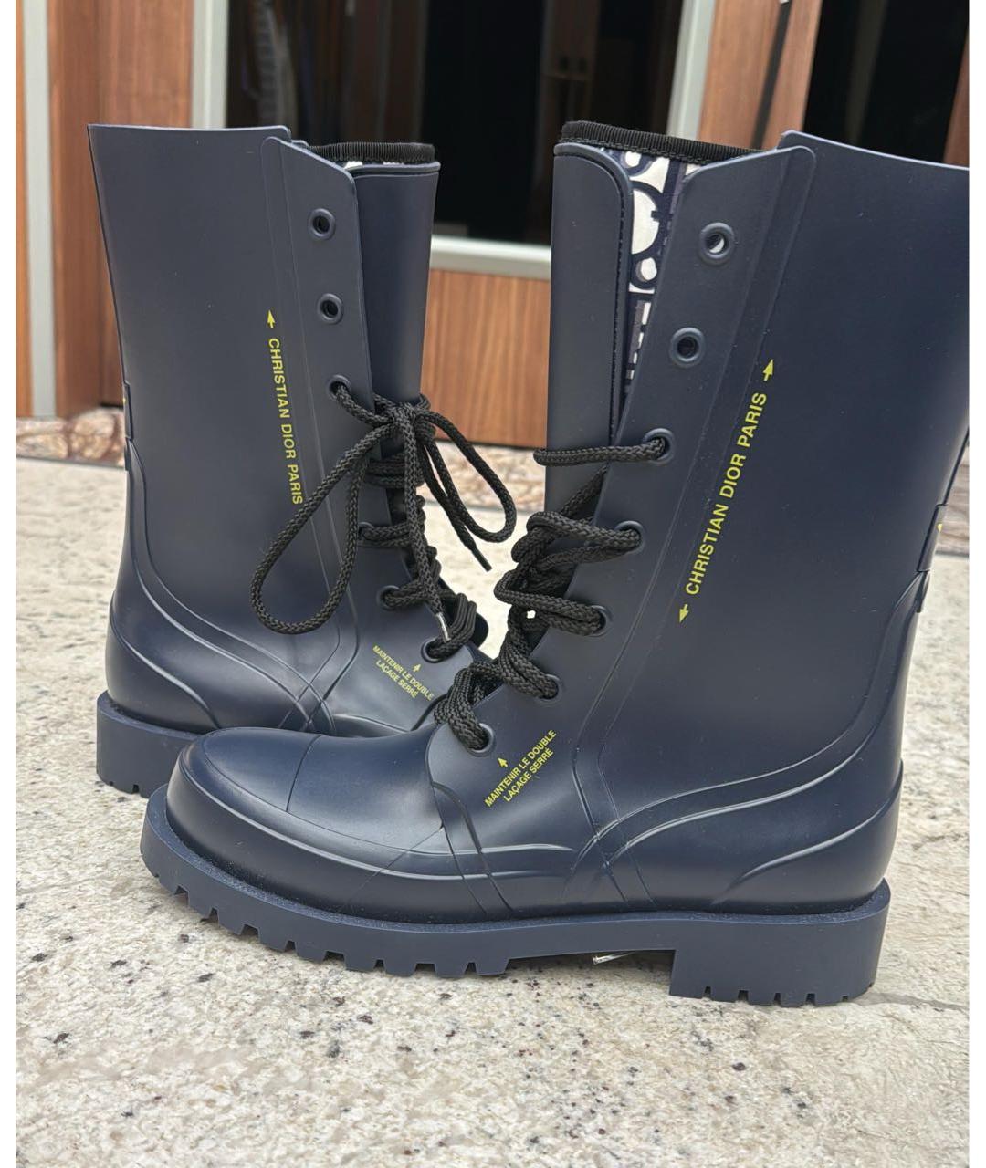 CHRISTIAN DIOR Темно-синие резиновые ботинки, фото 4