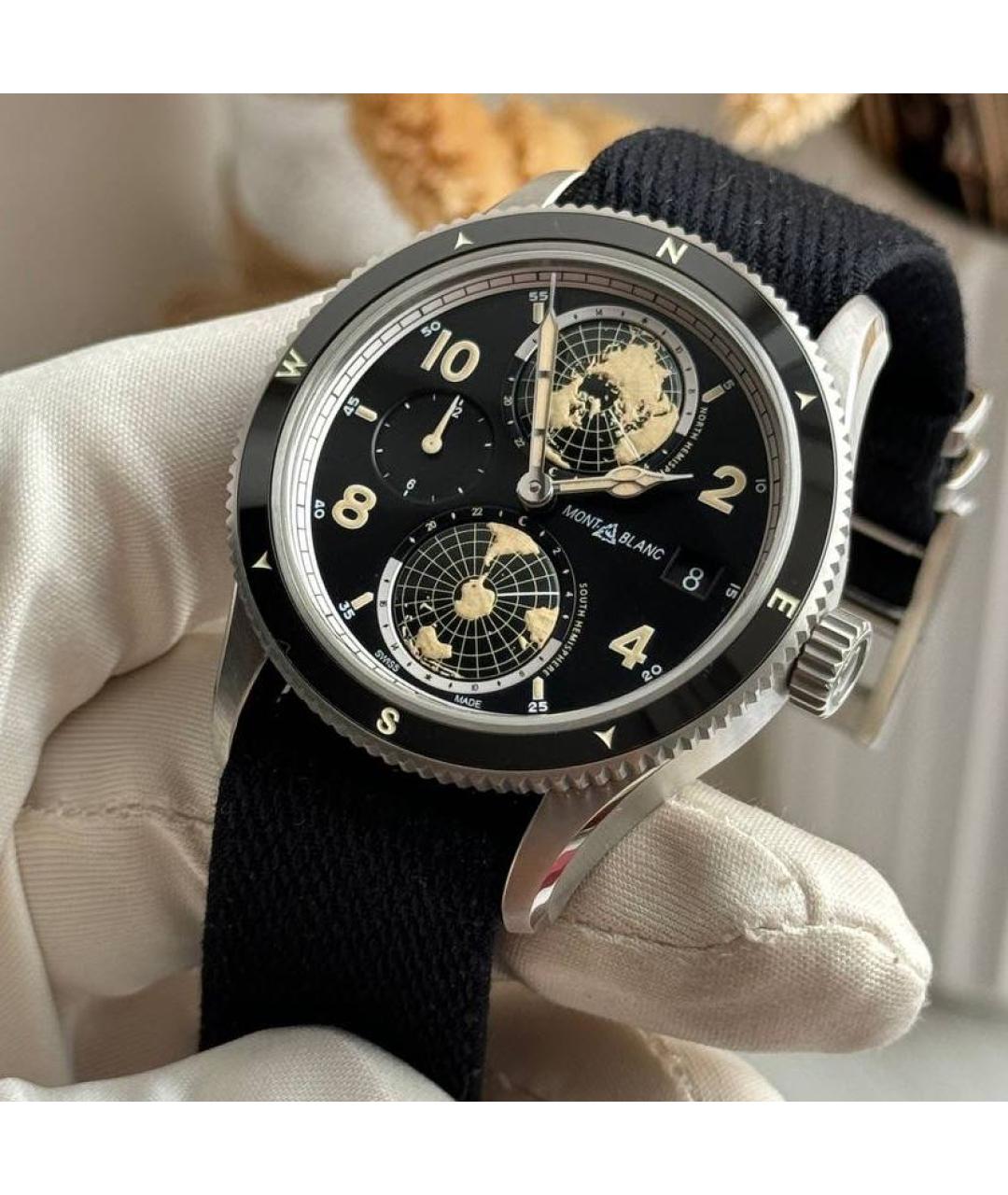 MONTBLANC Черные металлические часы, фото 3