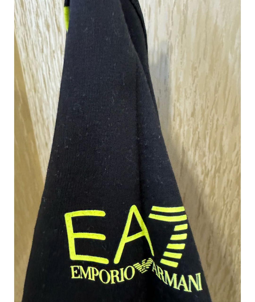EMPORIO ARMANI Черная хлопко-эластановая футболка, фото 3