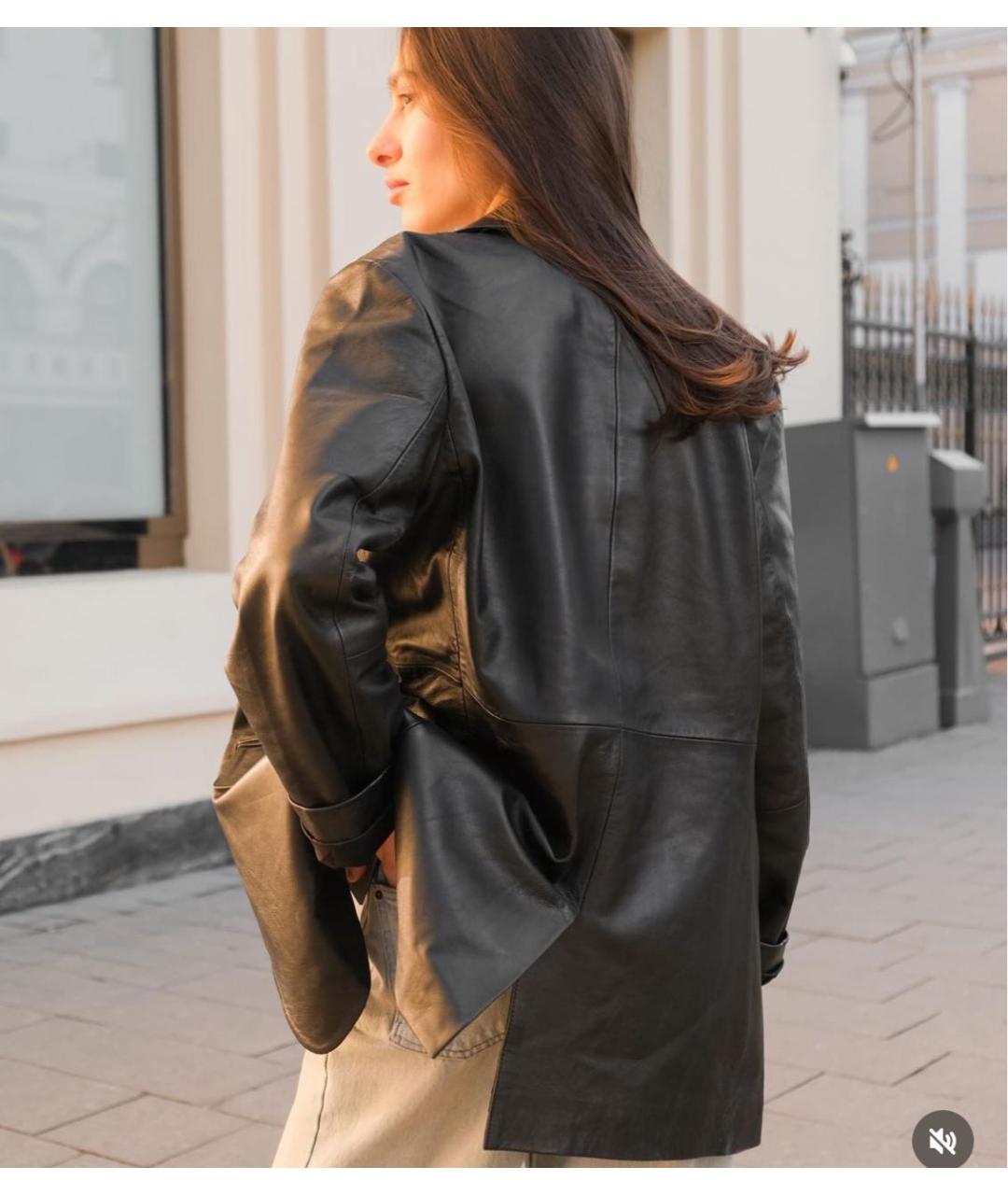 MAJE Черный кожаный жакет/пиджак, фото 2