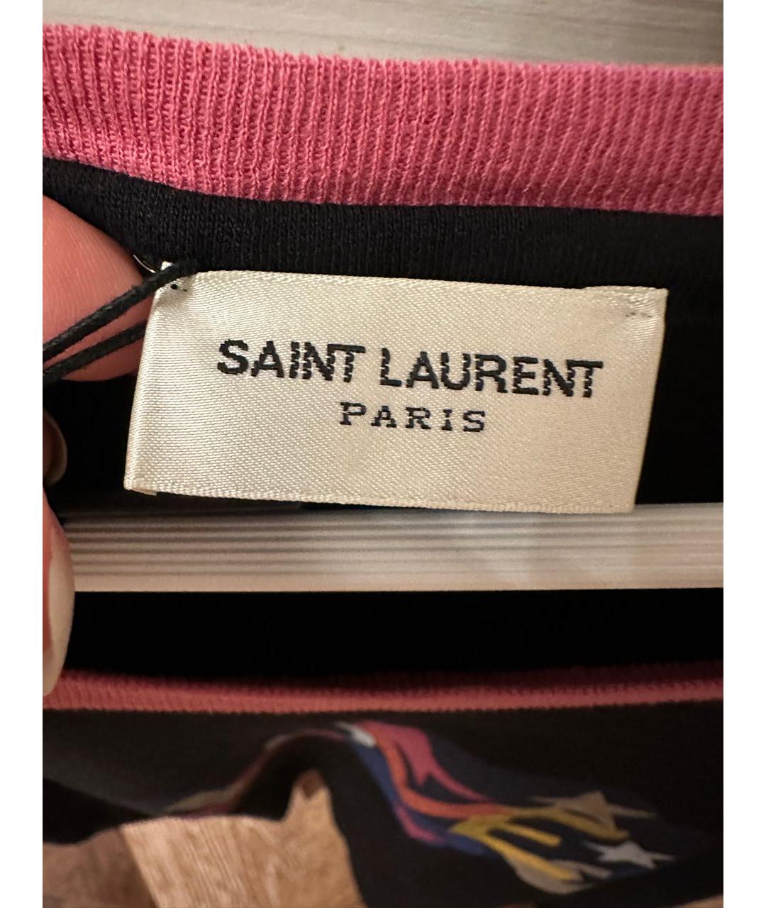 SAINT LAURENT Черная хлопковая футболка, фото 3