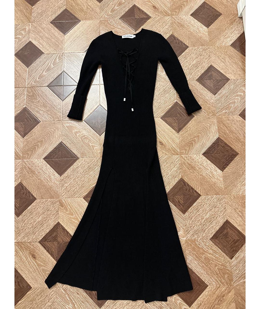 SELF-PORTRAIT Черное вискозное вечернее платье, фото 6