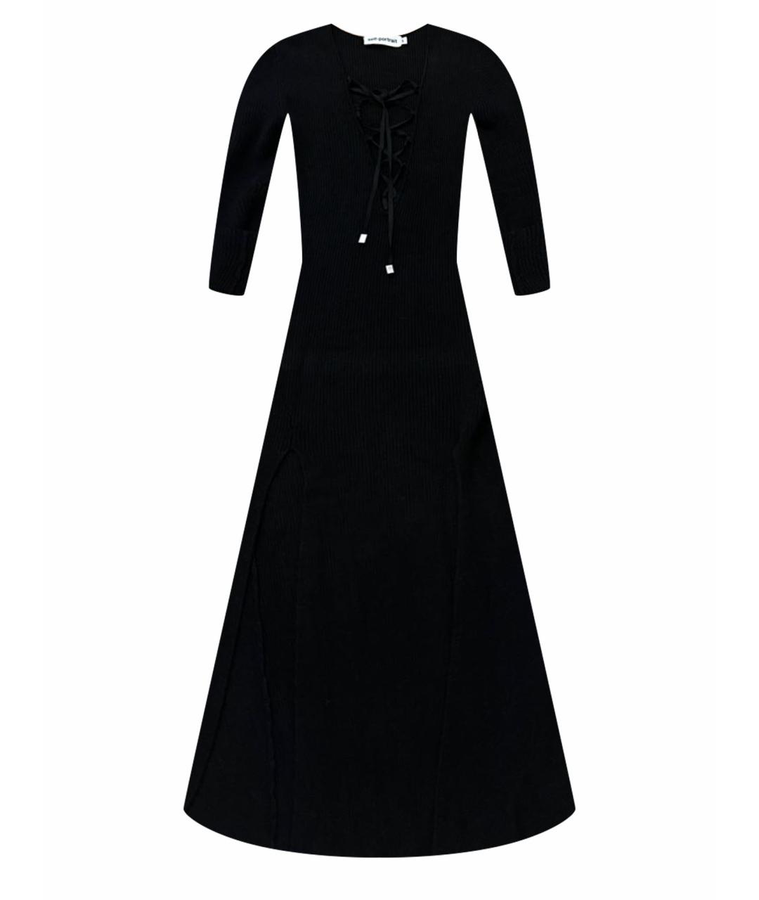SELF-PORTRAIT Черное вискозное вечернее платье, фото 1