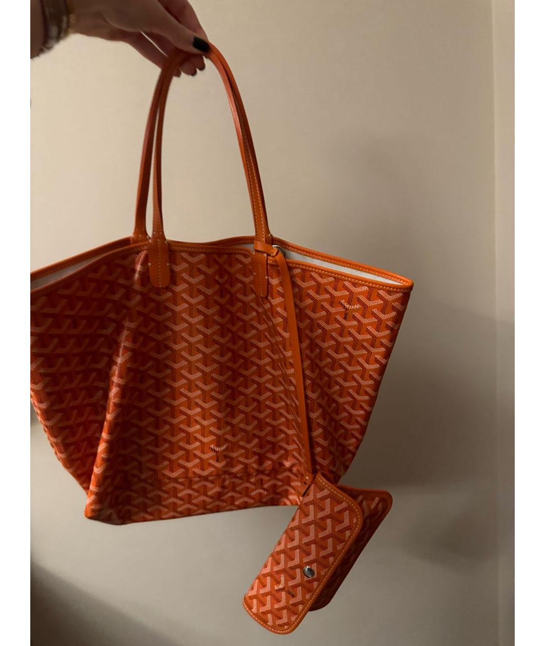 GOYARD Оранжевая кожаная сумка тоут, фото 5