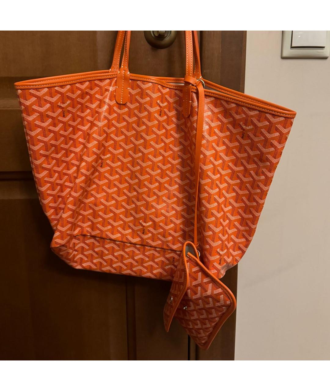 GOYARD Оранжевая кожаная сумка тоут, фото 4