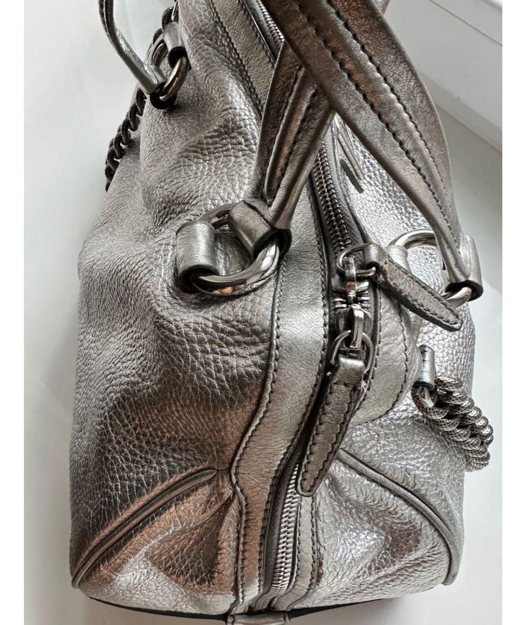 CELINE PRE-OWNED Серебряная кожаная сумка с короткими ручками, фото 3