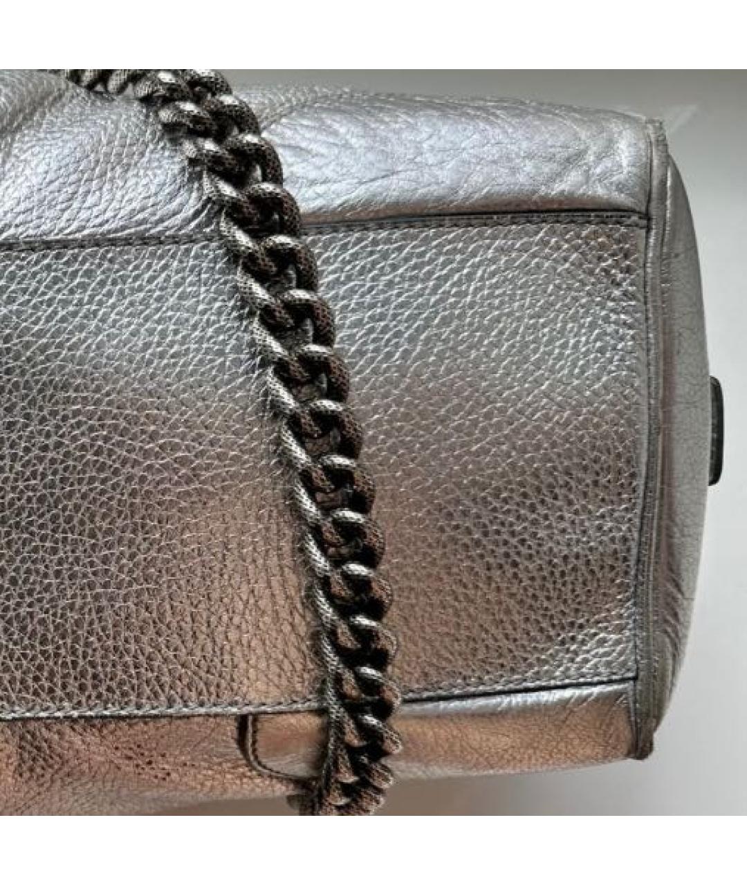 CELINE PRE-OWNED Серебряная кожаная сумка с короткими ручками, фото 7