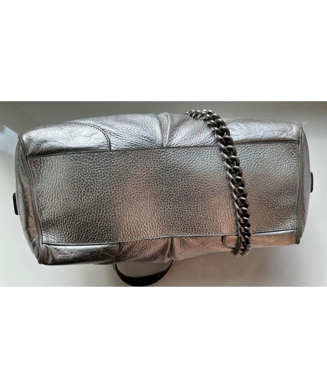 CELINE PRE-OWNED Серебряная кожаная сумка с короткими ручками, фото 4