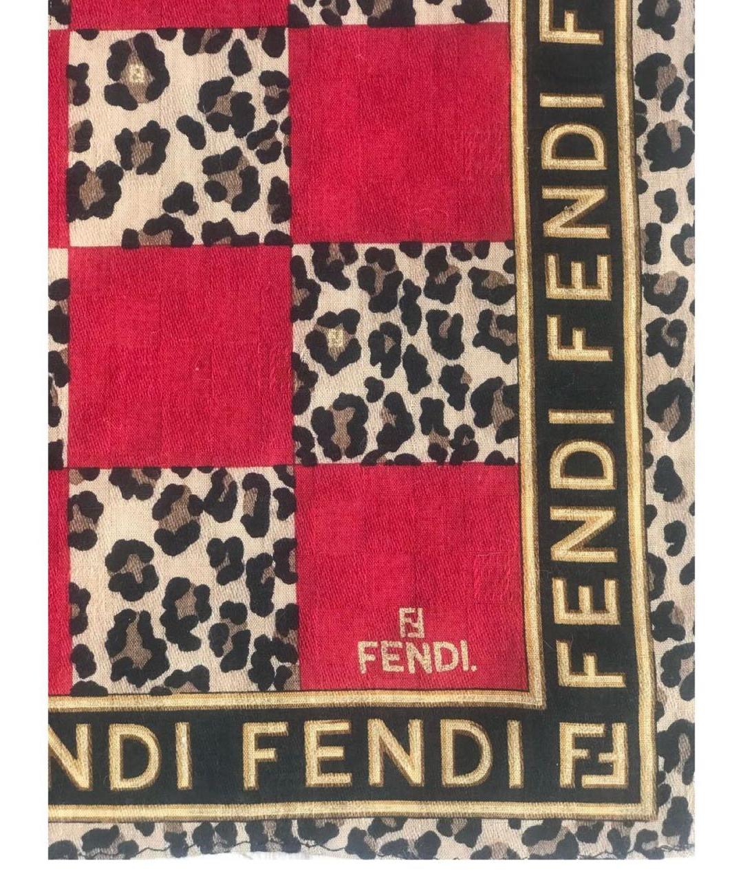 FENDI Бордовый хлопковый платок, фото 2