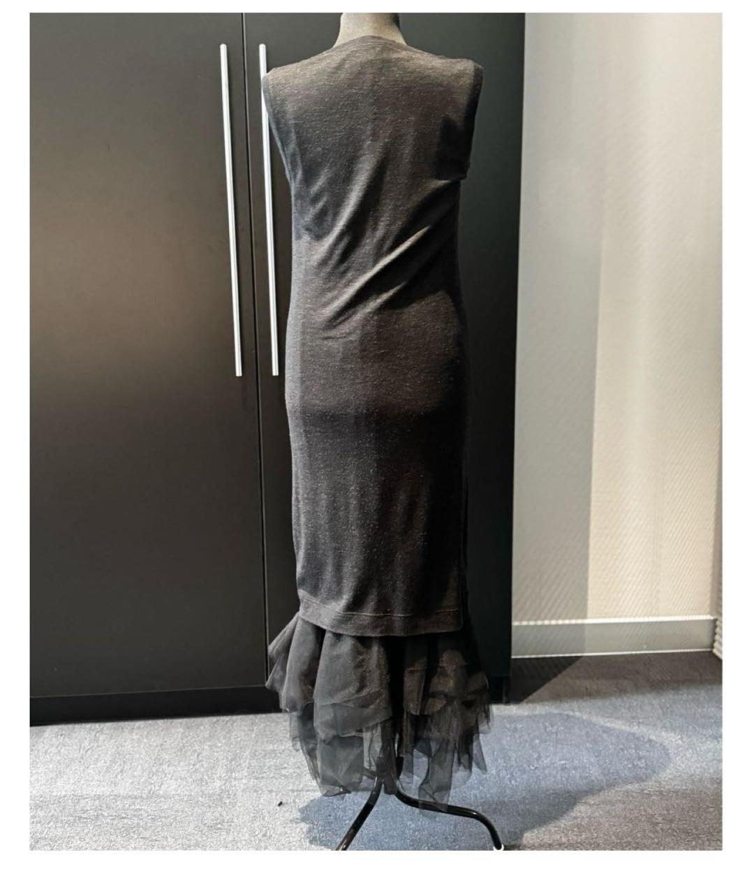 BRUNELLO CUCINELLI Антрацитовое шерстяное повседневное платье, фото 3
