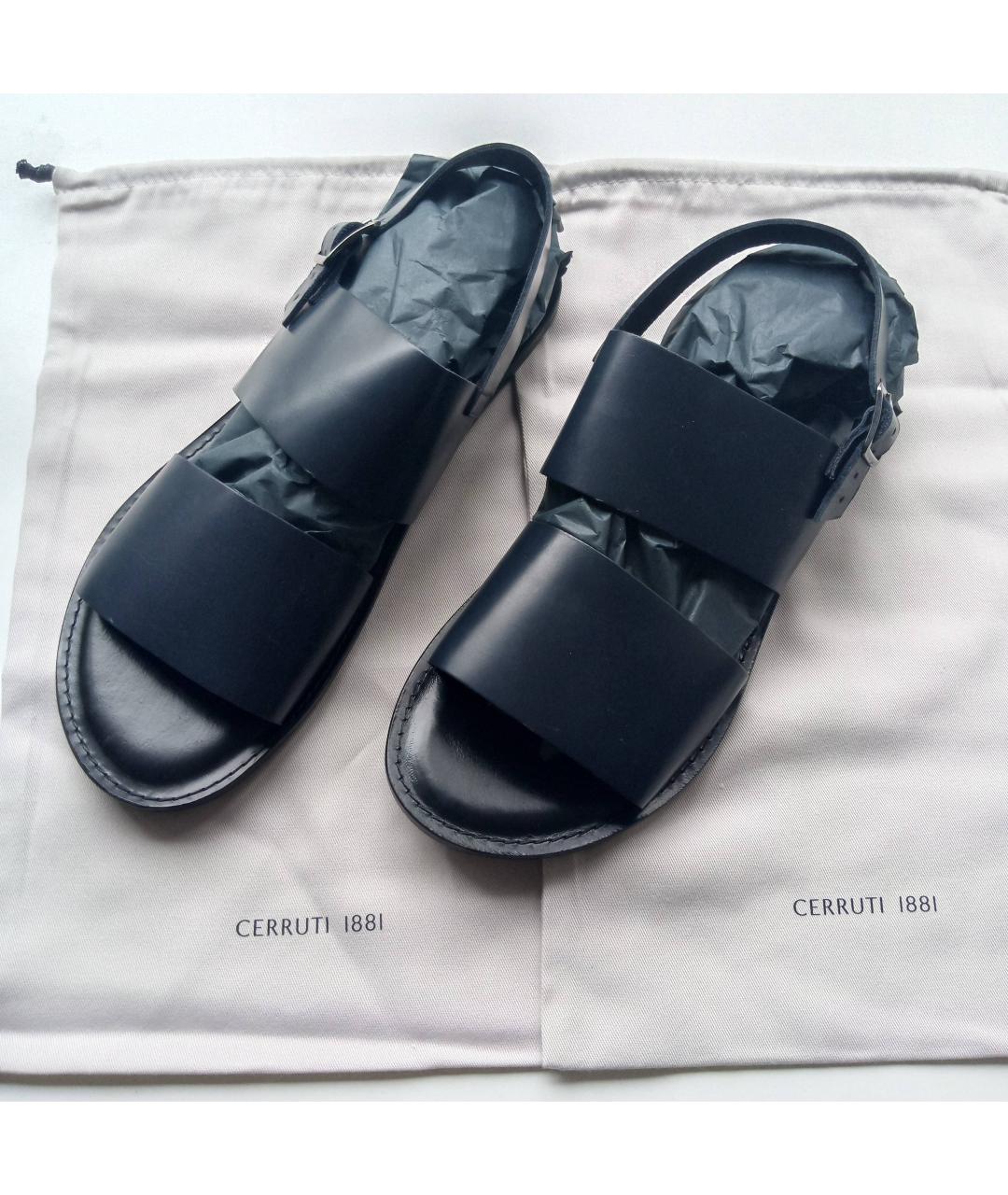 CERRUTI 1881 Темно-синие кожаные сандалии, фото 4