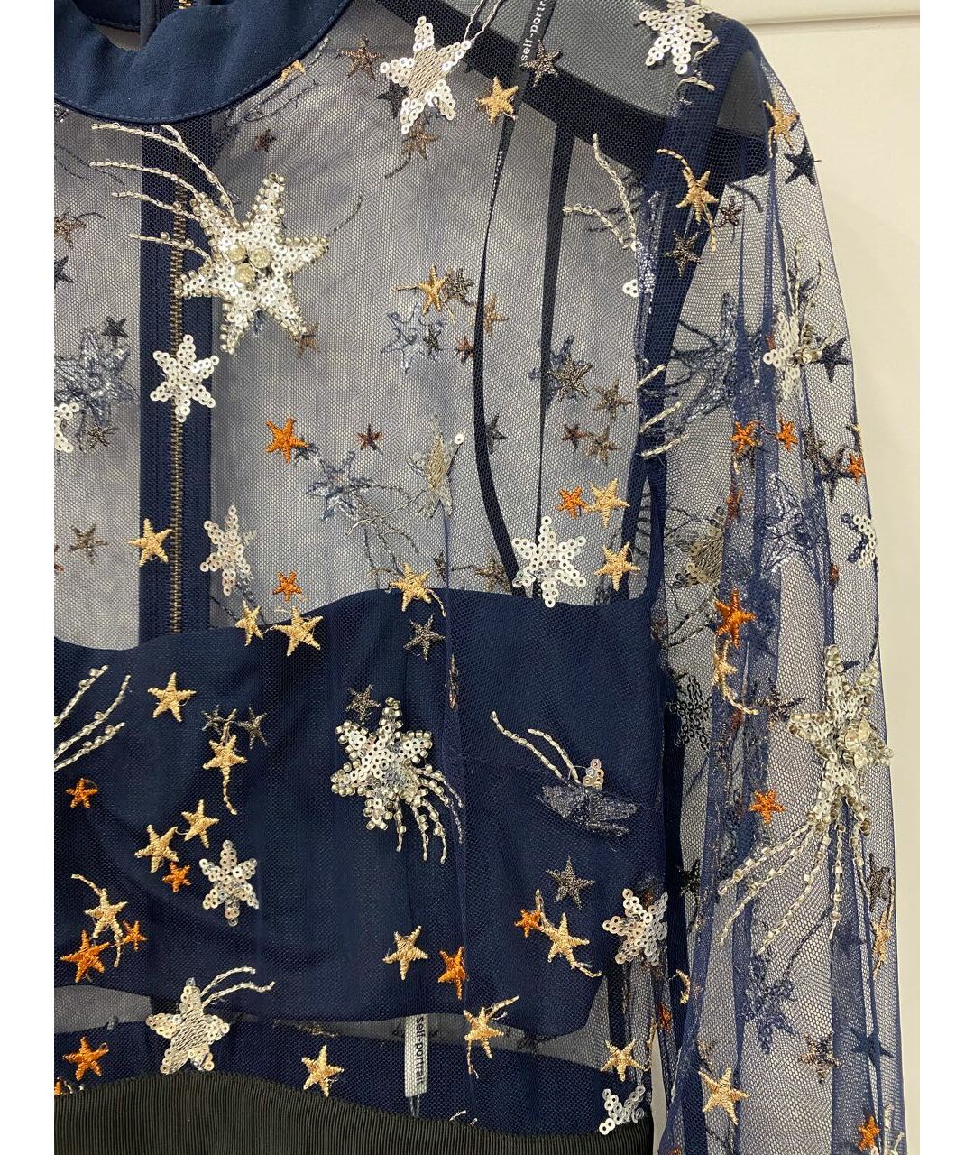 SELF-PORTRAIT Темно-синее полиэстеровое вечернее платье, фото 3