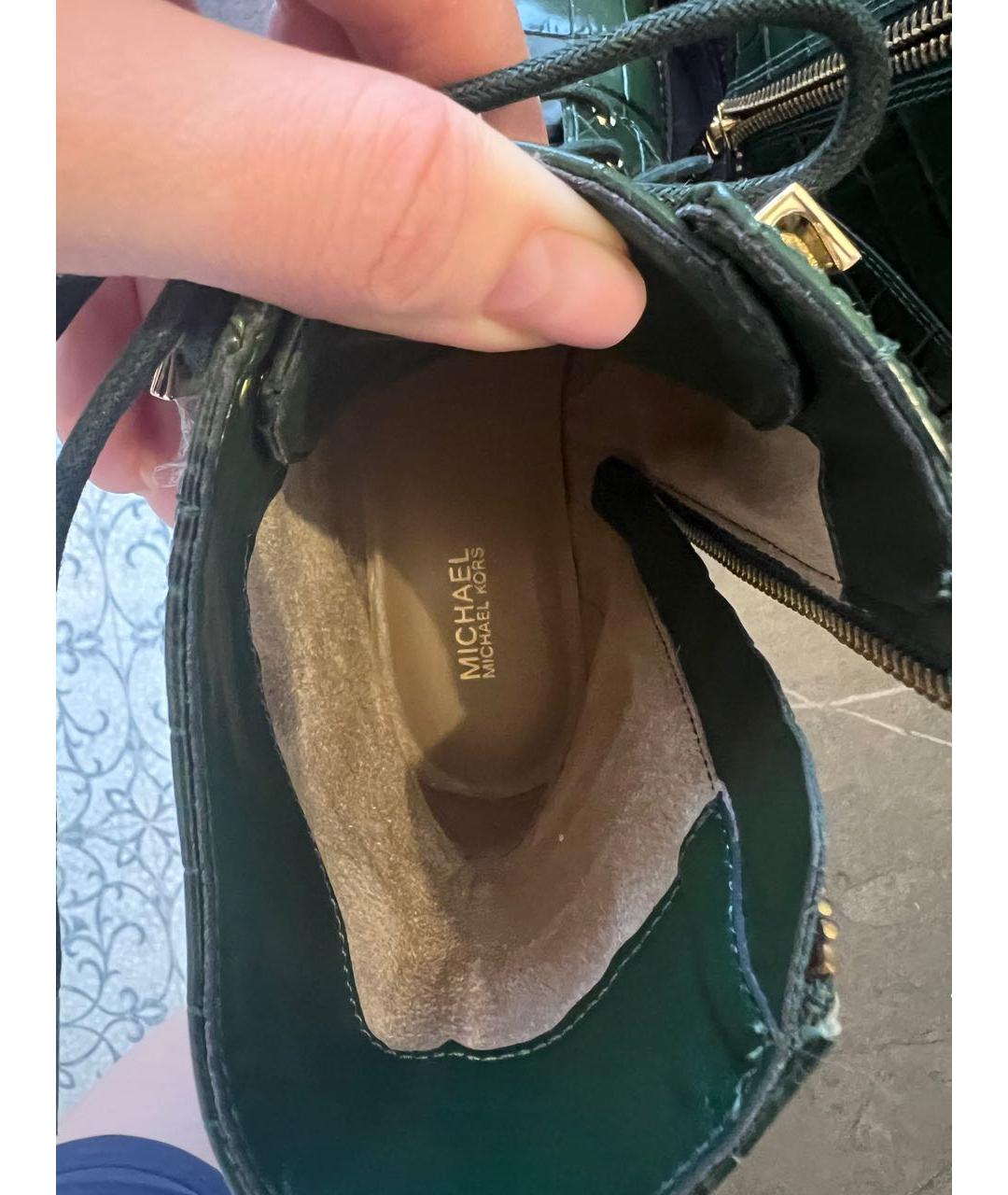 MICHAEL KORS Зеленые кожаные ботинки, фото 4