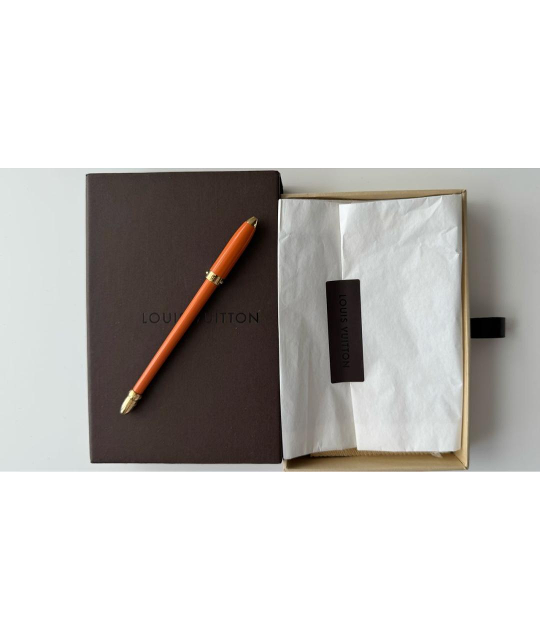 LOUIS VUITTON PRE-OWNED Оранжевая металлическая шариковая ручка, фото 2