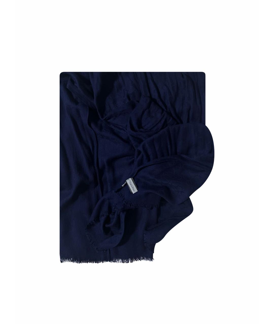 CALVIN KLEIN Темно-синий хлопковый шарф, фото 1