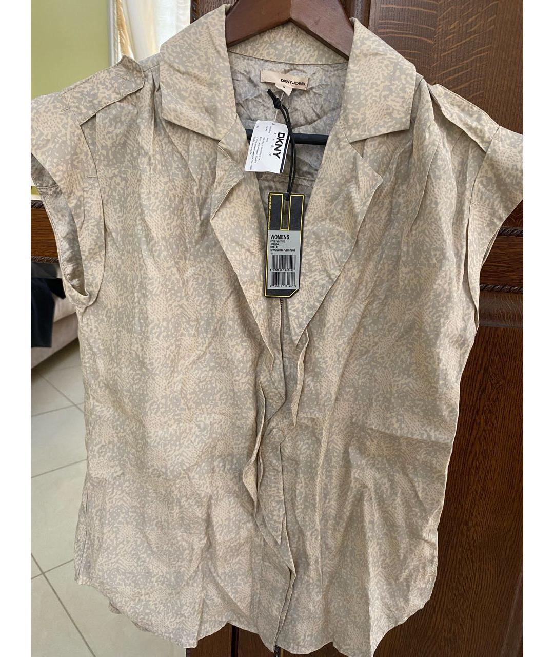 DKNY Бежевая хлопковая блузы, фото 6