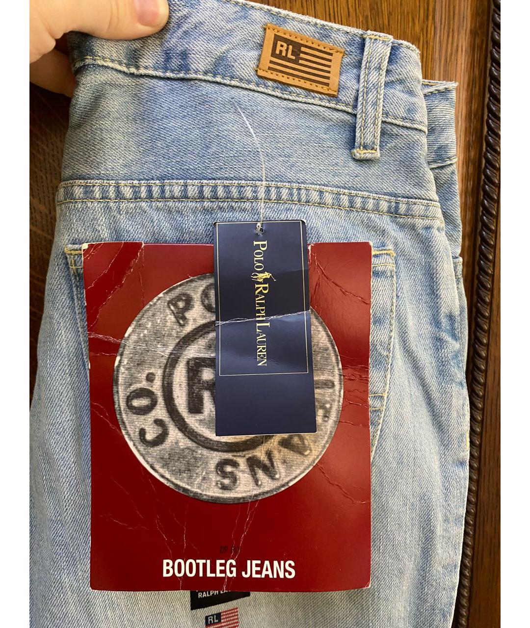 POLO RALPH LAUREN Голубые хлопковые прямые джинсы, фото 5