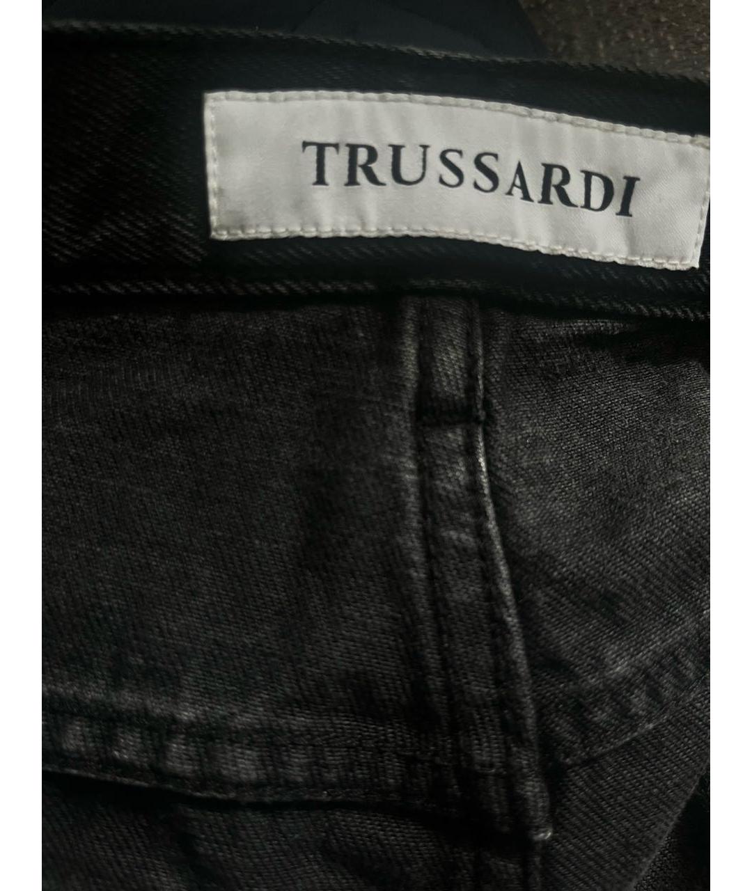 TRUSSARDI Черные хлопковые прямые джинсы, фото 3