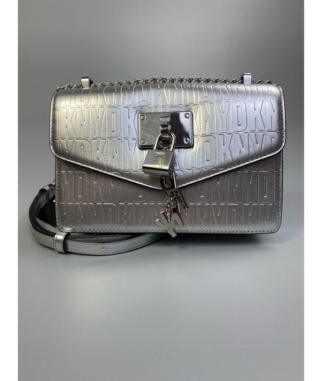 DKNY Серебряная сумка через плечо из искусственной кожи, фото 2