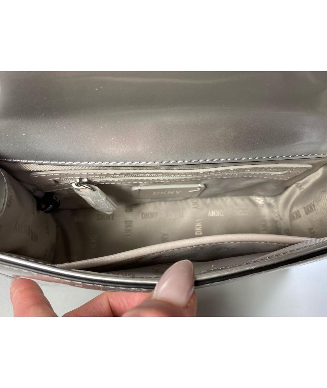 DKNY Серебряная сумка через плечо из искусственной кожи, фото 5