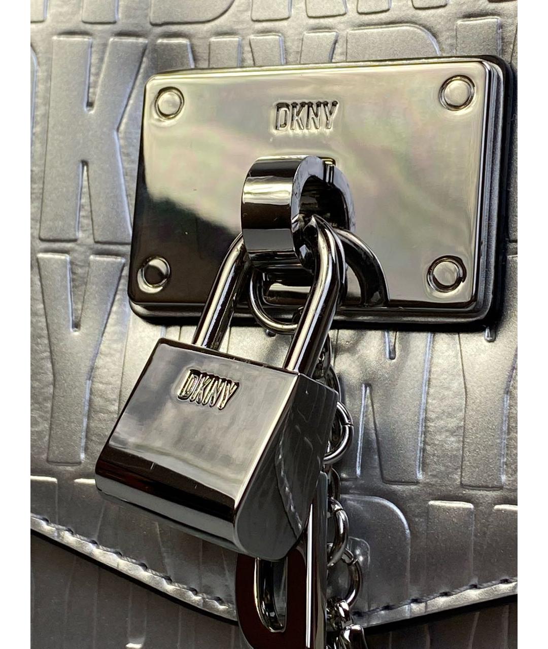 DKNY Серебряная сумка через плечо из искусственной кожи, фото 9