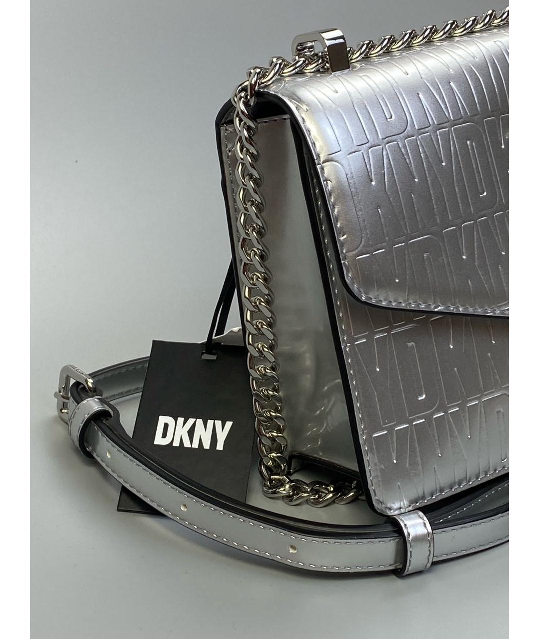 DKNY Серебряная сумка через плечо из искусственной кожи, фото 3