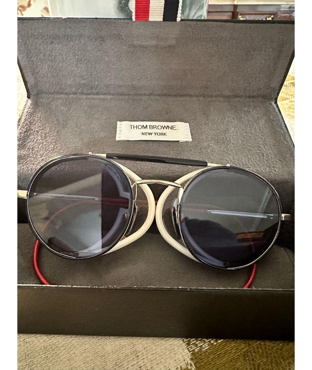 THOM BROWNE Темно-синие металлические солнцезащитные очки, фото 4