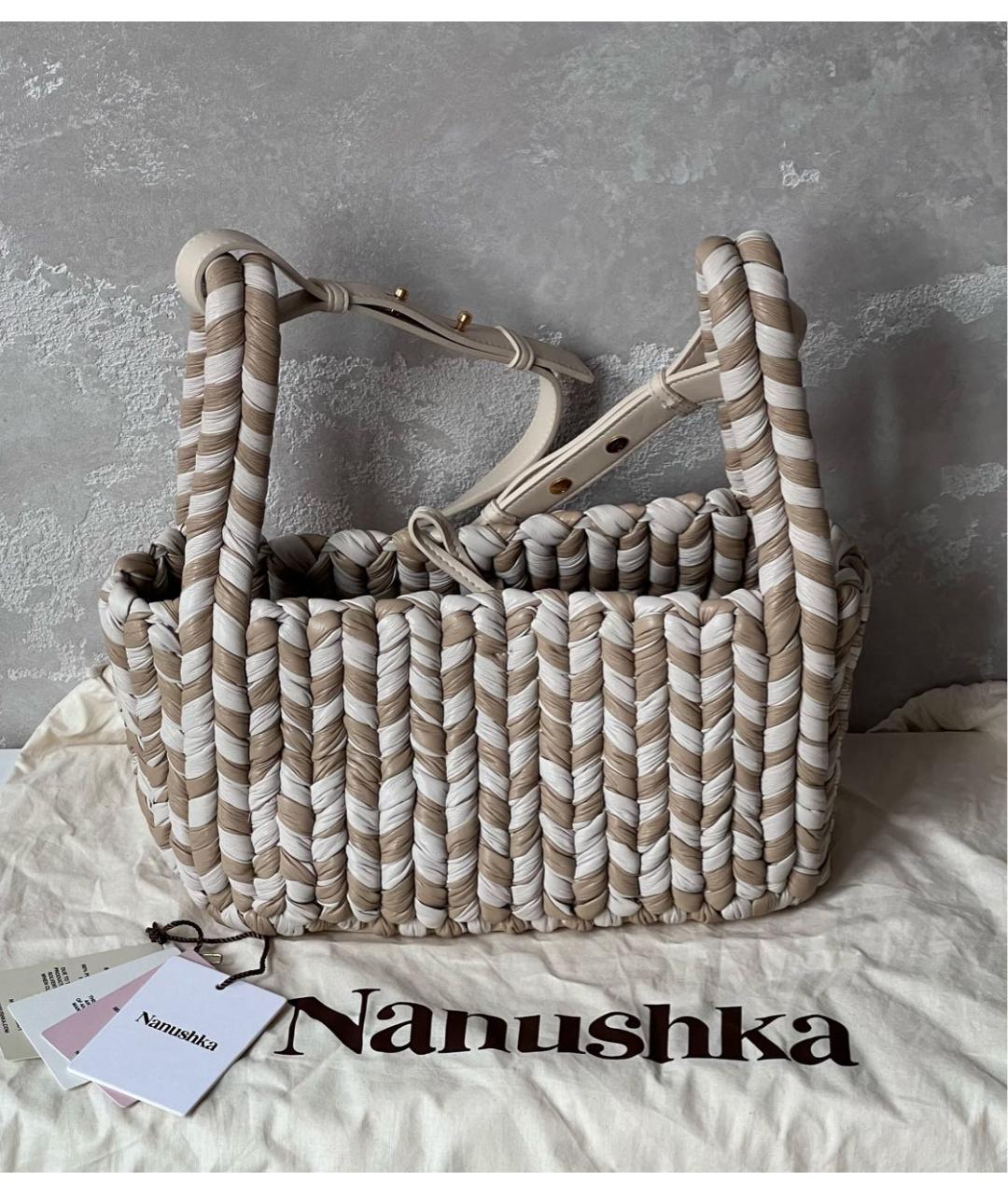 NANUSHKA Бежевая сумка с короткими ручками из искусственной кожи, фото 6