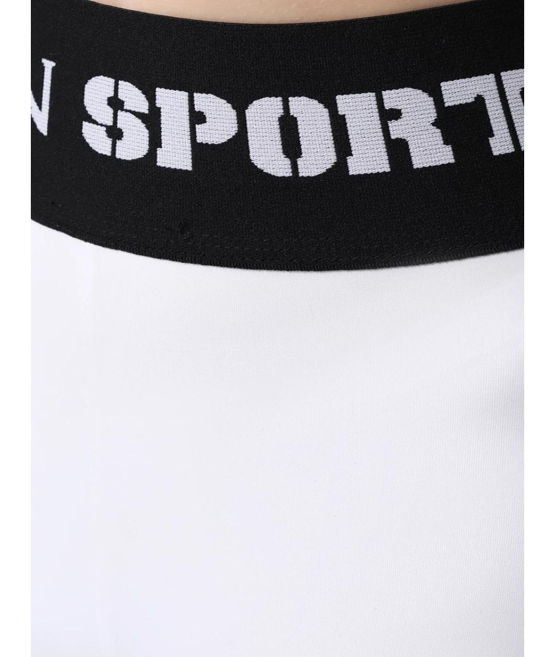 PLEIN SPORT Белые хлопковые леггинсы и велосипедки, фото 4