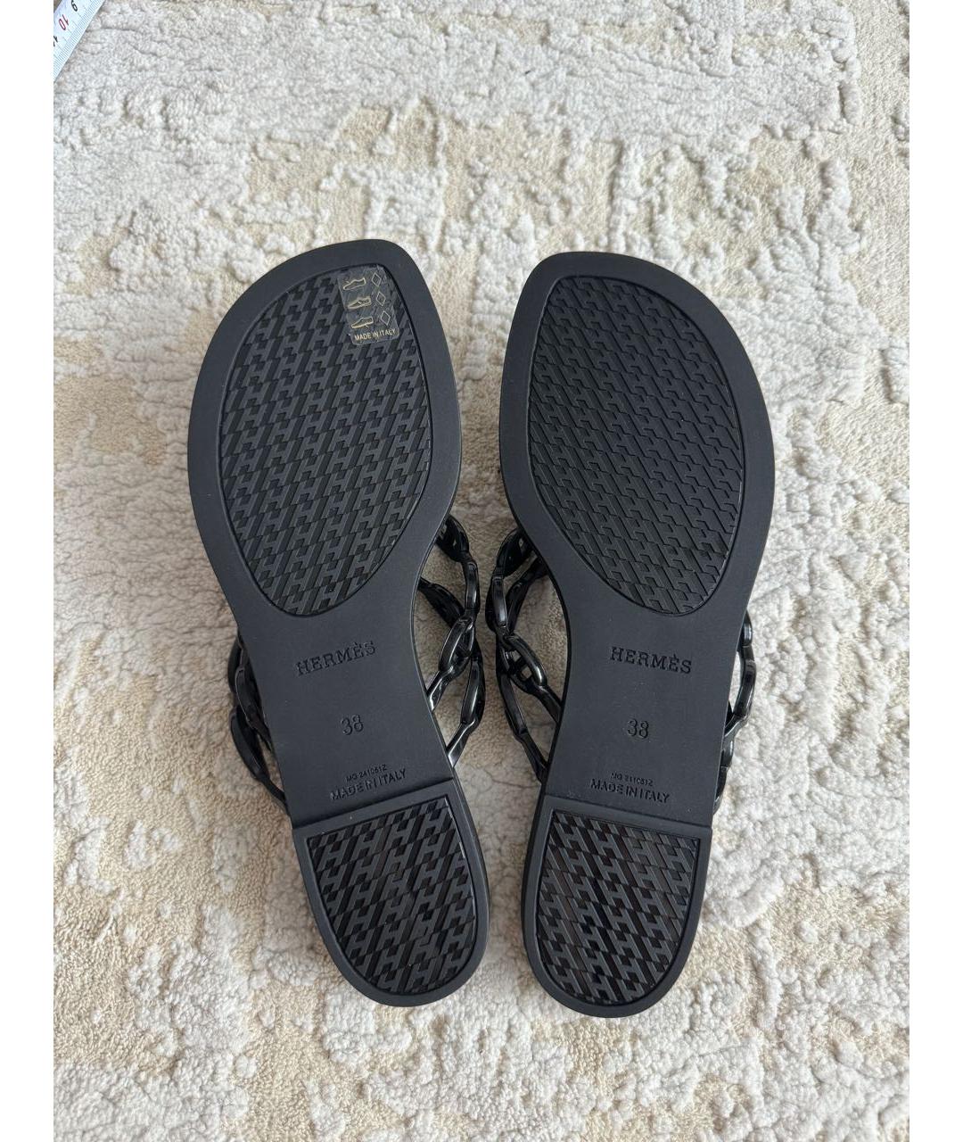 HERMES PRE-OWNED Черные нубуковые сандалии, фото 7