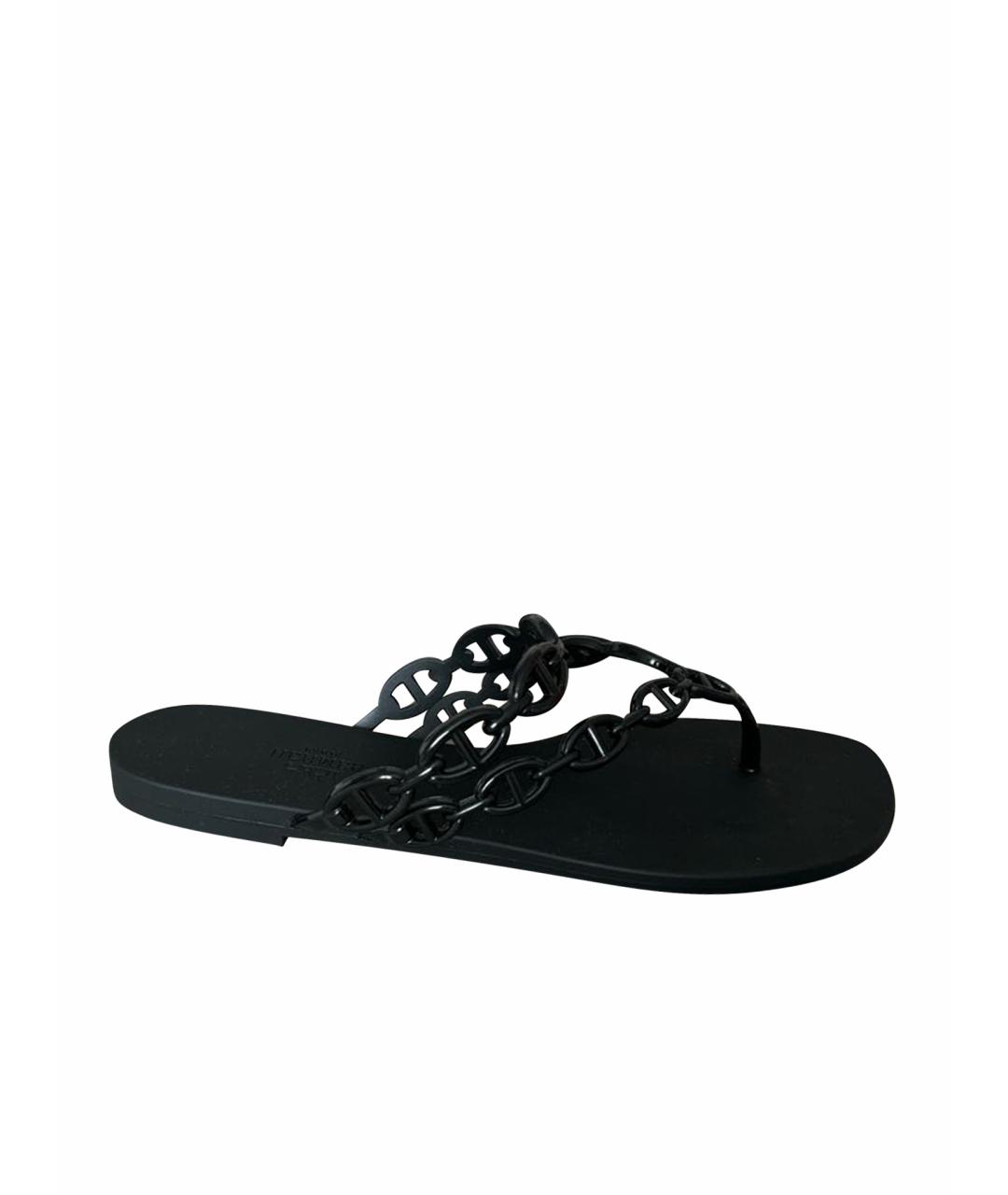 HERMES PRE-OWNED Черные нубуковые сандалии, фото 1