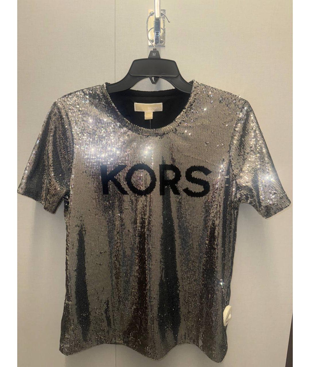 MICHAEL KORS Серебряная полиэстеровая футболка, фото 3