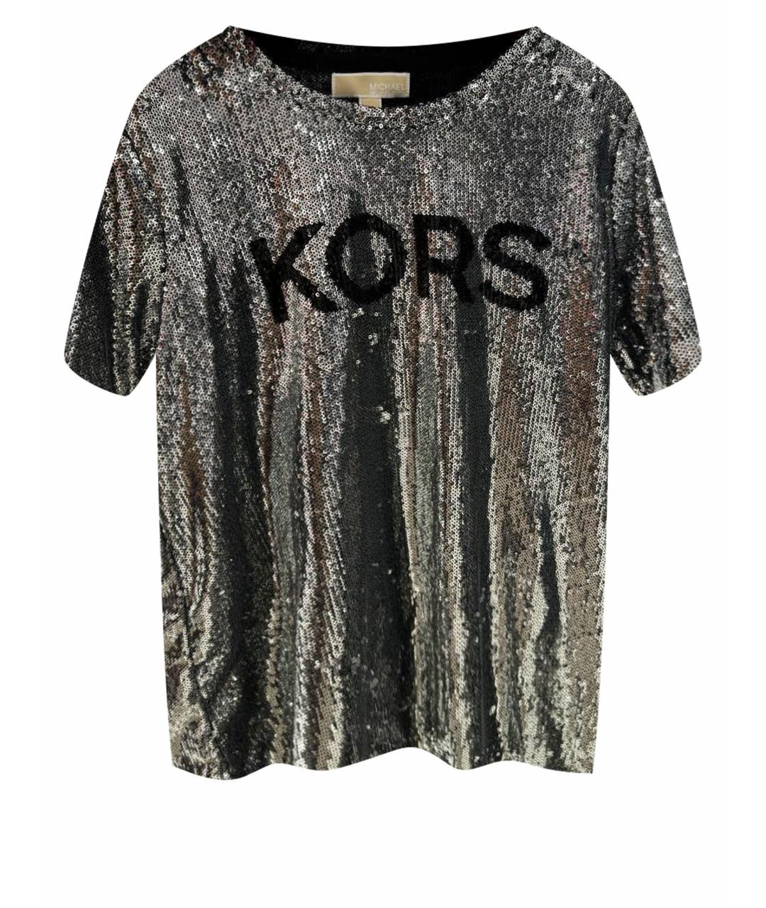 MICHAEL KORS Серебряная полиэстеровая футболка, фото 1